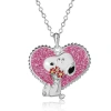 Peanuts Snoopy Heart Flowers Valentine's Day Pendant In Metallic