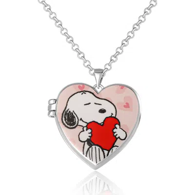 Peanuts Snoopy Heart Locket Pendant Necklace Silver Tone Officially Licensed In Pink