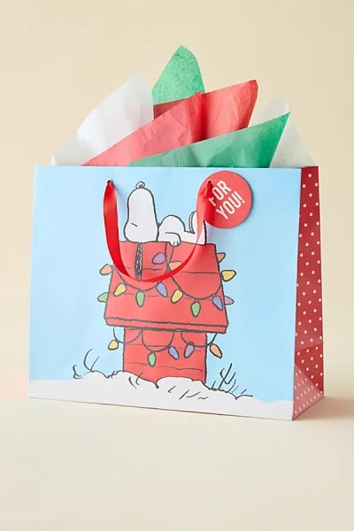 Peanuts Snoopy Holiday Gift Bag In Assorted At Urban Outfitters In Blue
