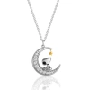 Peanuts Snoopy Moon Cubic Zirconia Necklace, 18'' In Silver