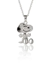 Peanuts Snoopy Silver Plated 3d Pave Pendent, 18'' Chain In Metallic