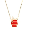 Peanuts Snoopy Sleeping On Doghouse Sterling Silver Enamel Necklace In Multi