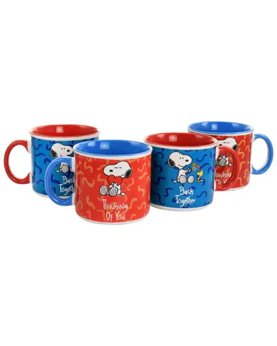 Peanuts Snoopy Songs 4pc Stoneware Mug Set In Multi