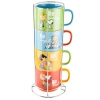 Peanuts Snoopy Stackable Stoneware Mug Set With Rack In Multi