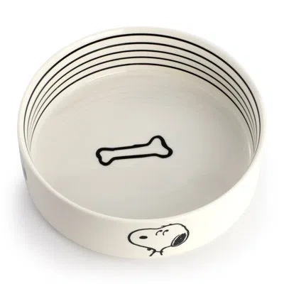 Peanuts Snoopy Suppertime Favorites 6.5in Stoneware Pet Bowl In White