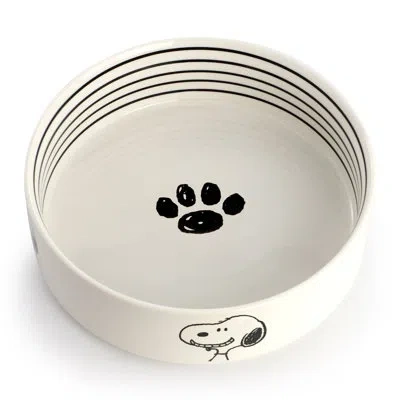 Peanuts Snoopy Suppertime Favorites 6.5in Stoneware Pet Food Bowl In White