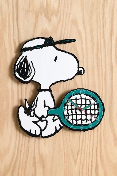 Peanuts Snoopy Tennis Acrylic Wall Clock In Green At Urban Outfitters In White