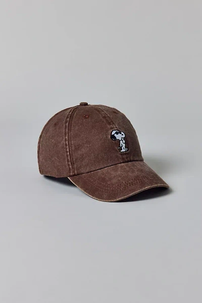 Peanuts Snoopy Tennis Washed Dad Hat In Brown At Urban Outfitters In Burgundy
