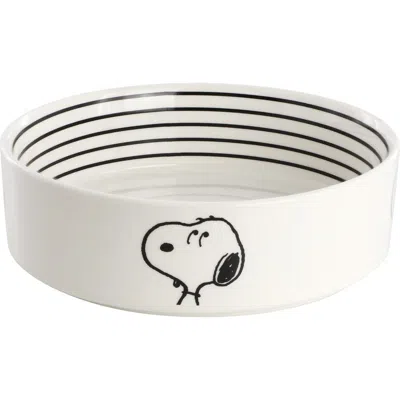 Peanuts Suppertime Favorites 6.5in Stoneware Pet Bowl In White
