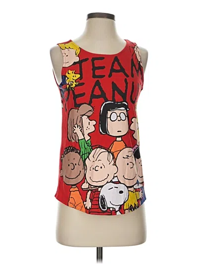 Pre-owned Peanuts Tank Top Red Halter Neckline Tops