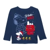 Peanuts Toddler Boys Crew Neck Long Sleeve Regular Fit  Snoopy Graphic T-shirt In Blue