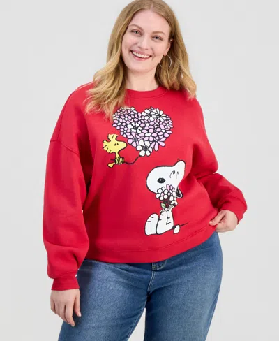 Peanuts Trendy Plus Size Snoopy Valentine's Day Sweatshirt In Red