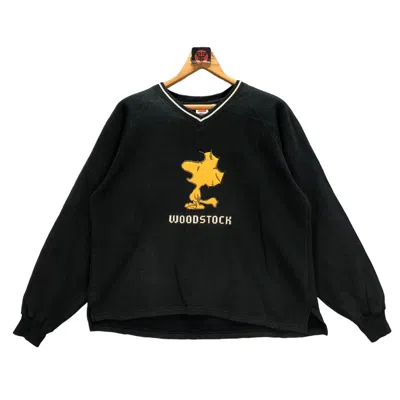 Pre-owned Peanuts Woodstock Big Logo Sweatshirts 7183-116 In Black