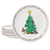 Peanuts Xmas 8 Piece 10.5 Inch Round Stoneware Dinner Plate Set In Multi