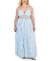 PEAR CULTURE TRENDY PLUS SIZE LACE PETAL CORSET DRESS