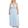Pear Culture Trendy Plus Size Lace Petal Corset Dress In Blue
