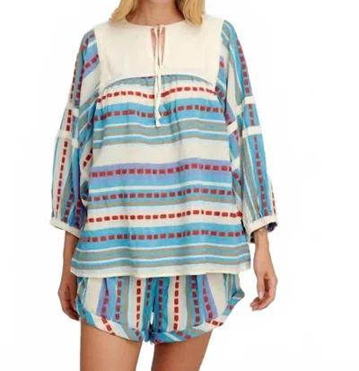 Pearl & Caviar Alonissos Cotton Shirt In Blue