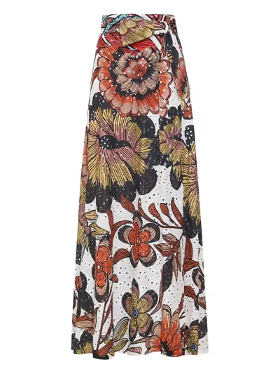 Pearl & Caviar Broderie Maxi Skirt In Multi