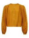 Pearl & Caviar Button Long-sleeve Top In Yellow