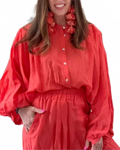 Pearl & Caviar Callisto Button Down Shirt In Red