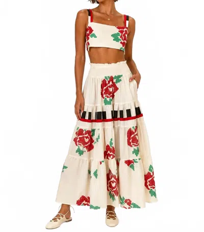 Pearl & Caviar Floral Maxi Skirt In Roses In Multi