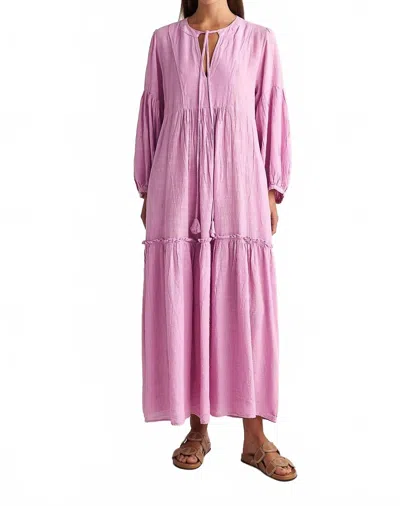 Pearl & Caviar Gauze Maxi Dress In Rose-lilac