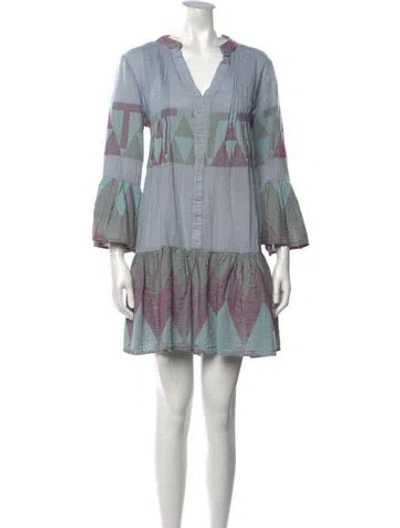 Pre-owned Pearl & Caviar Graphic Print Mini Dress W/ Tags In Blue