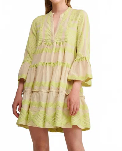 Pearl & Caviar Hydra Long Sleeve Mini Dress In Ciel Yellow In Green