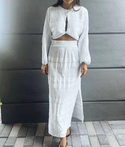 Pearl & Caviar Hydra Maxi Skirt In White/cielo