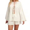 Pearl & Caviar Iralika Tie Front Top In Off White In Neutral