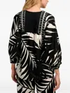 Pearl & Caviar Leaf-print Blouse In Black