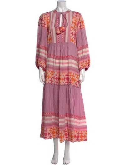 Pre-owned Pearl & Caviar Patterned Long Dress In Pink