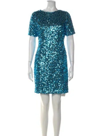 Pre-owned Pearl & Caviar Patterned Mini Dress In Blue