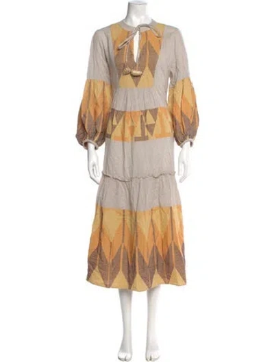 Pre-owned Pearl & Caviar Printed Long Dress In Multi