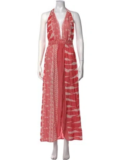Pre-owned Pearl & Caviar Printed Long Dress In Pink