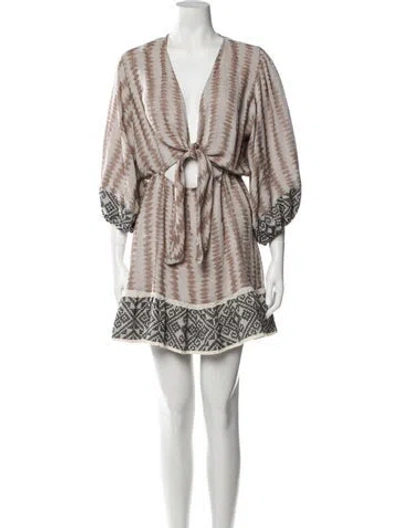 Pre-owned Pearl & Caviar Printed Mini Dress In Neutral