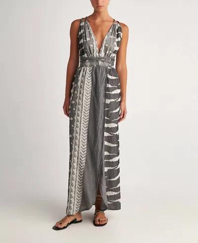 Pearl & Caviar Scorpios Maxi Dress In Black And Ivory In Multi