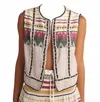 Pearl & Caviar Serifos Vest In Natural- Fuchsia In Multi