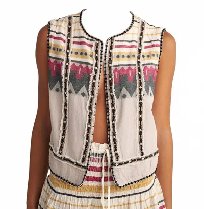 Pearl & Caviar Serifos Vest In Natural- Fuchsia In Multi