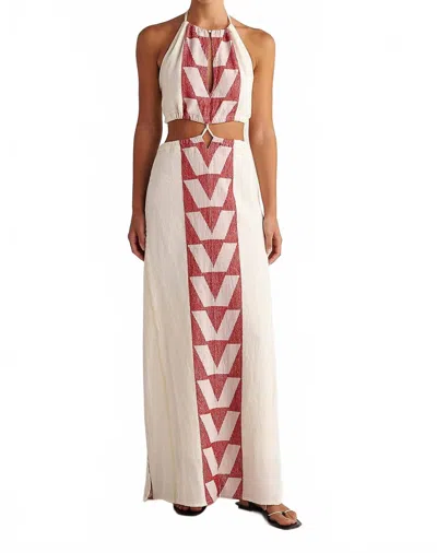 Pearl & Caviar Sophia Maxi Dress In Knossos Red In White