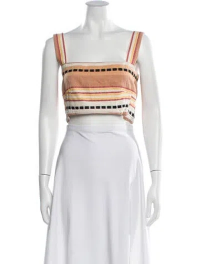 Pre-owned Pearl & Caviar Striped Square Neckline Crop Top In Neutral