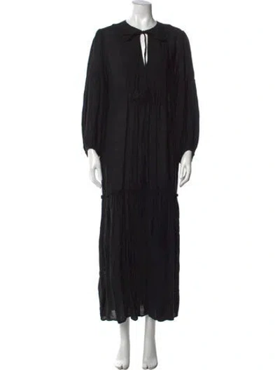 Pre-owned Pearl & Caviar Tie Neck Long Dress In Black