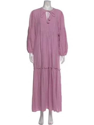 Pre-owned Pearl & Caviar V-neck Long Dress In Purple