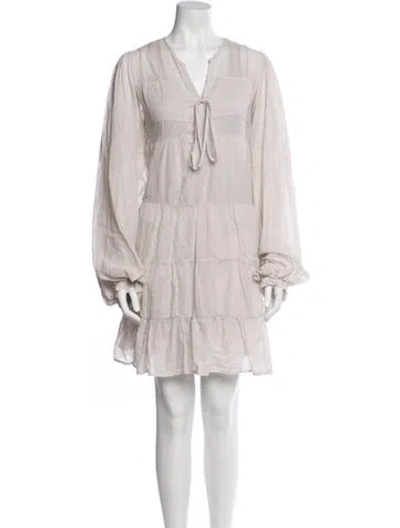 Pre-owned Pearl & Caviar V-neck Mini Dress In Neutral