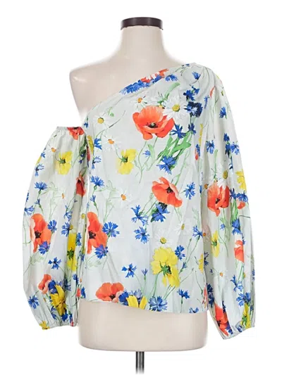 Pre-owned Pearl By Lela Rose 3/4 Sleeve Blouse In White