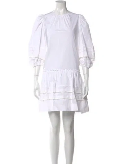 Pre-owned Pearl By Lela Rose Crew Neck Knee-length Dress In White