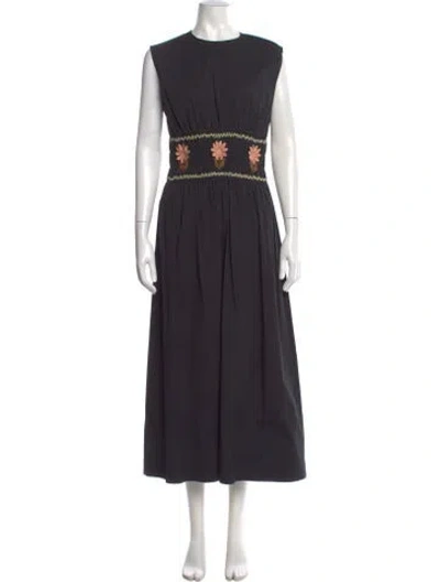 Pre-owned Pearl By Lela Rose Crew Neck Long Dress In Gray