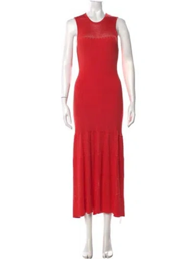Pre-owned Pearl By Lela Rose Crew Neck Long Dress In Red
