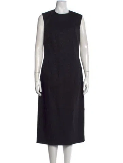 Pre-owned Pearl By Lela Rose Crew Neck Midi Length Dress In Black
