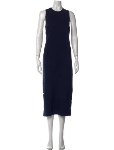 Pre-owned Pearl By Lela Rose Crew Neck Midi Length Dress In Blue